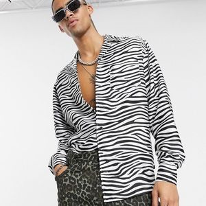 ASOS Black and White Zebra Print Casual Button Down Shirt